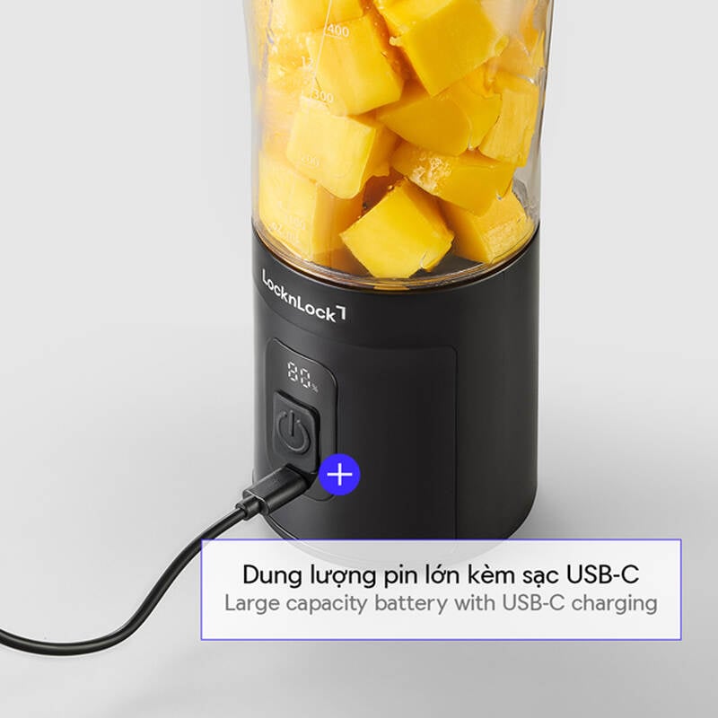 Máy xay sinh tố cầm tay LocknLock dung tích 600ml - Màu đen - EJJ356BLK, , large image number null